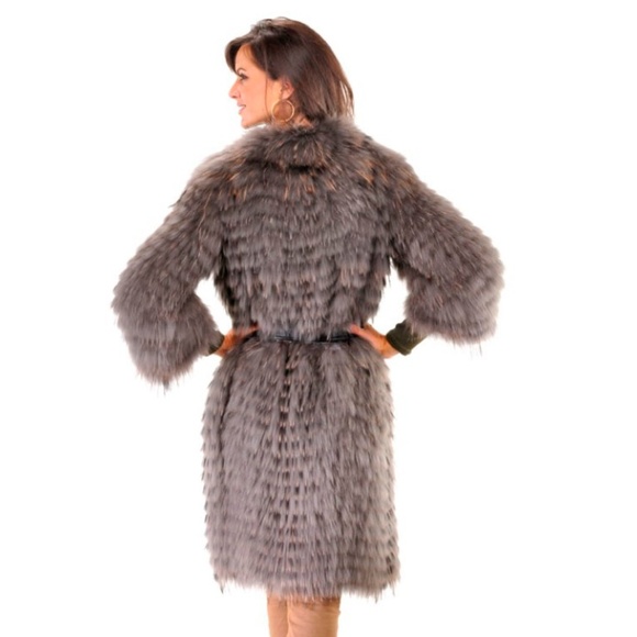 BYTE by TESO®  Finn Raccoon/Organza Blend Fur Coat - Picture 2 of 4
